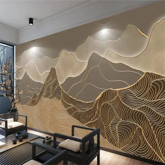 Décoration Murale - ArtisticWallpaper™ - Vagues Montagnes - Déco Pour Tous