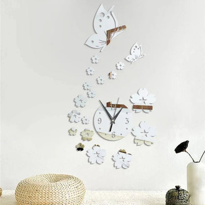 Stickers Muraux - CrystalButterflyClocks™ - Argent - Déco Pour Tous