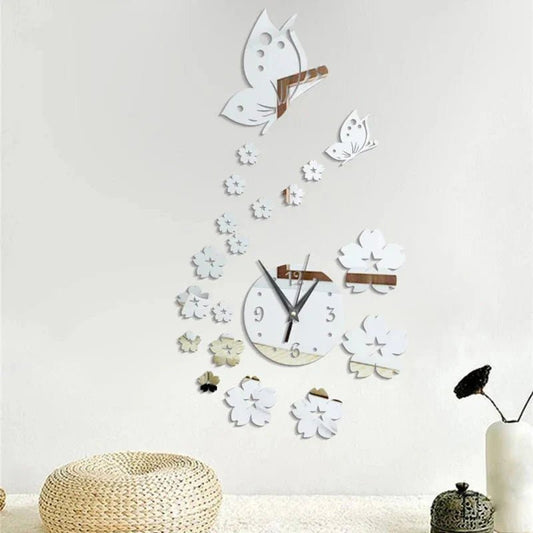 Stickers Muraux - CrystalButterflyClocks™ - Argent - Déco Pour Tous