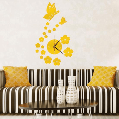 Stickers Muraux - CrystalButterflyClocks™ - Doré - Déco Pour Tous