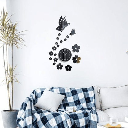 Stickers Muraux - CrystalButterflyClocks™ - Noir - Déco Pour Tous