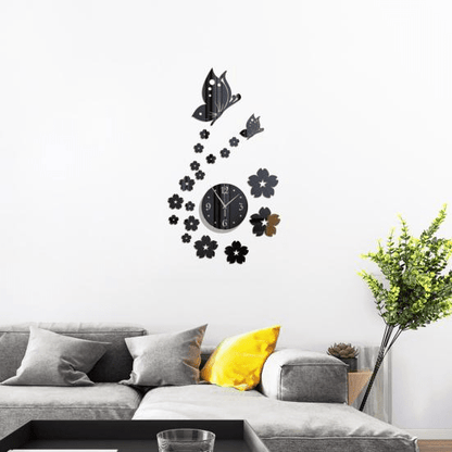 Stickers Muraux - CrystalButterflyClocks™ - Noir - Déco Pour Tous