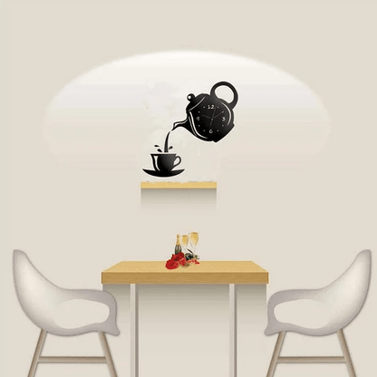 Stickers Muraux - CupTeapotWallClock™ - Noir - Déco Pour Tous
