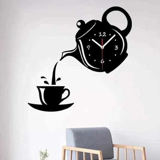 Stickers Muraux - CupTeapotWallClock™ - Noir - Déco Pour Tous